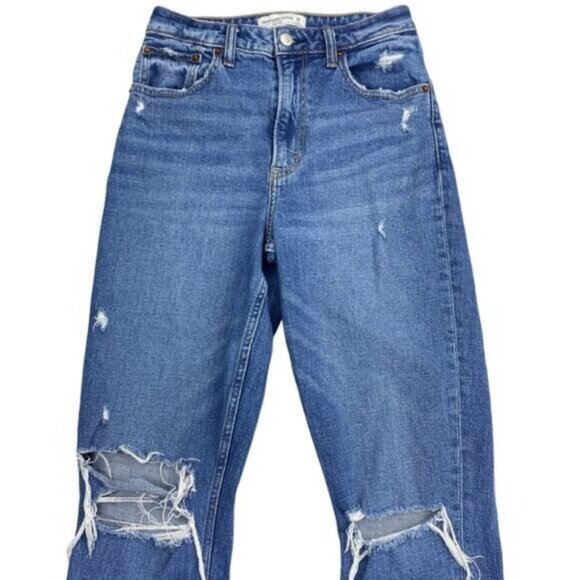 Abercrombie & Fitch Curve Love The Mom High Rise Jean Distressed 26 / 2R - Picture 2 of 5